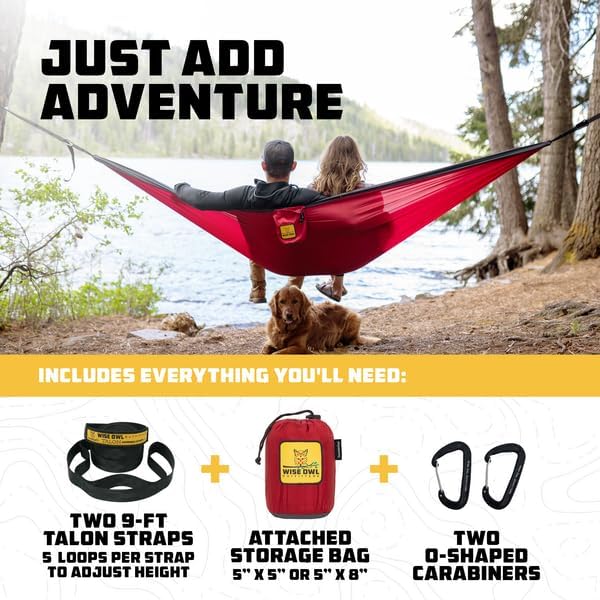 Wise Owl Outfitters Hammock for Camping Hammocks Gear for The Outdoors Backpacking Survival or Travel - Portable Lightweight Parachute Nylon - Up to 500lbs