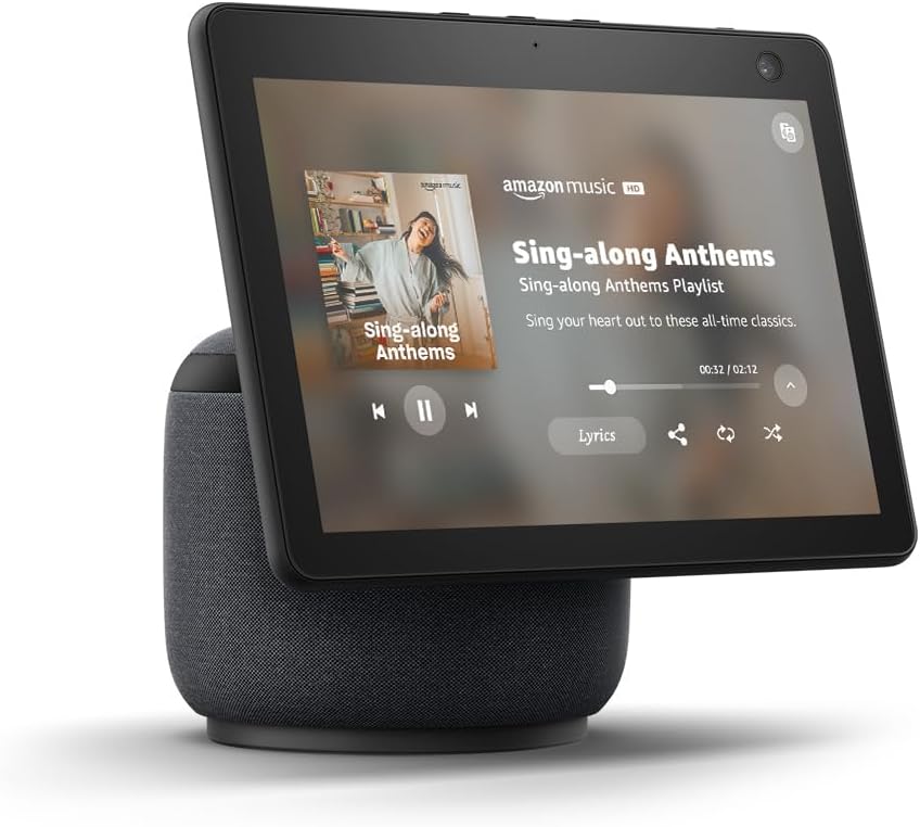 Amazon Echo Show 10 (newest model), HD smart display with premium sound, motion and Alexa, Charcoal