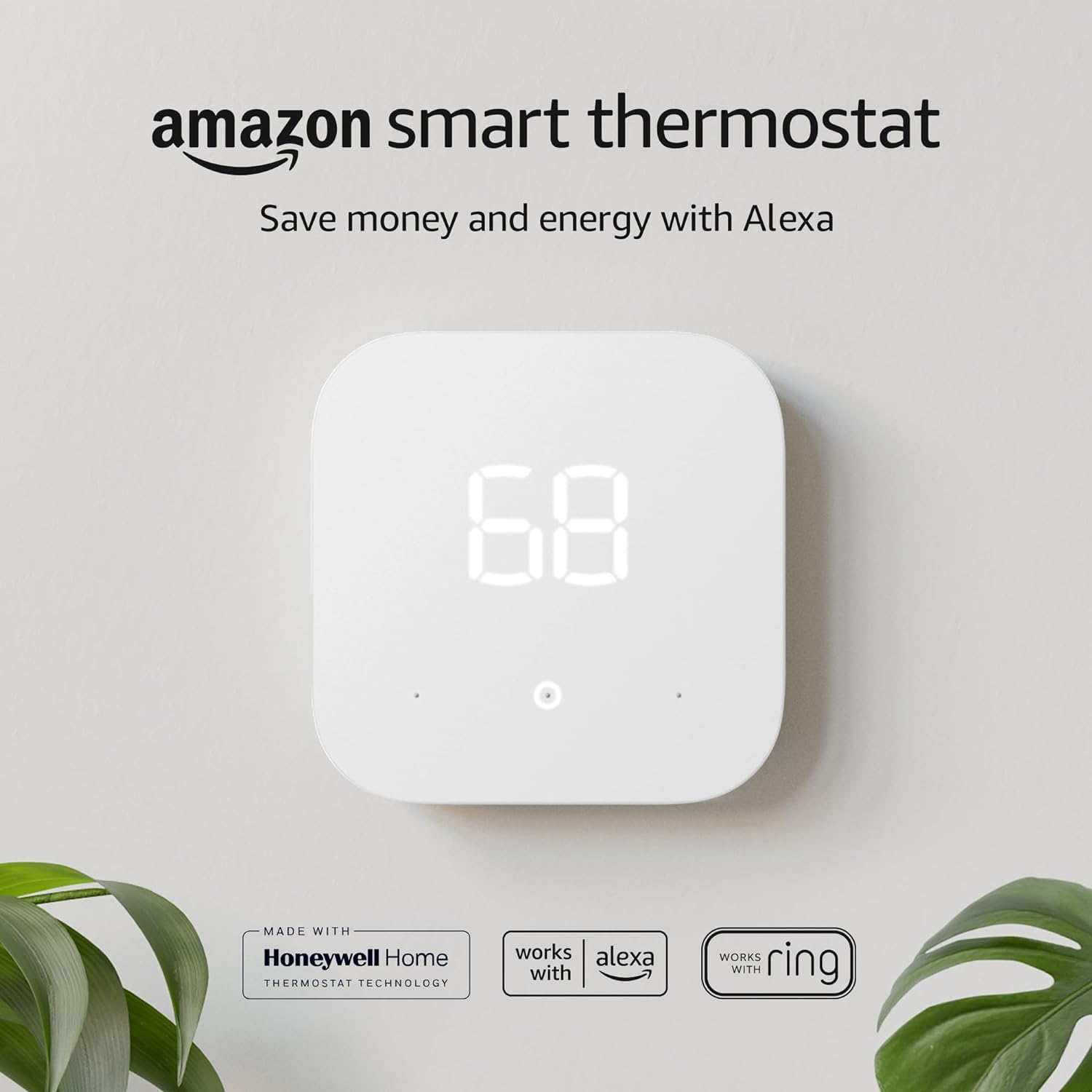 Amazon Smart Thermostat – Save money and energy - Works with Alexa and Ring - C-wire required