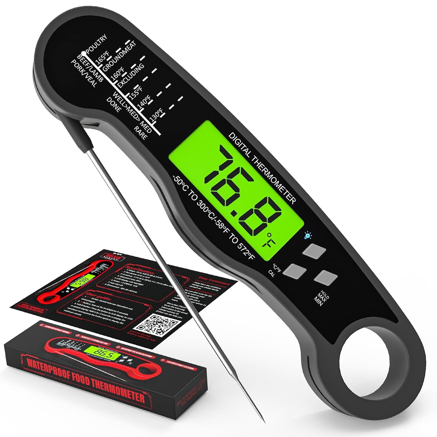 Meat Thermometer Digital - Fast Instant Read Food Thermometer for Cooking, Candy Making, Outside Grill