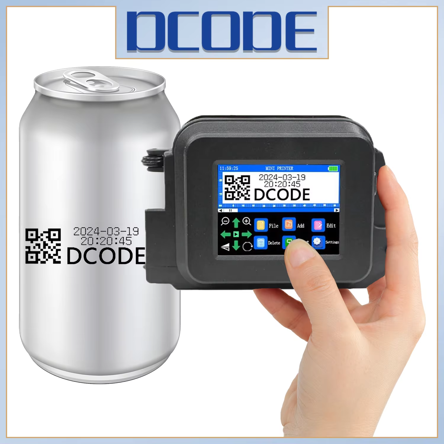 DCODE XMINI 12.7mm Portable Mini Printer Handheld Inkjet Printer Text QR Barcode Image Batch Number Logo Image Coding Machine