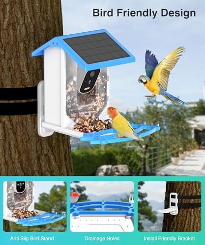 Smart Bird Feeder with Camera,4K HD AI Identify Camera, Bird House with Cam, Solar Bird Feeder Auto Capture Bird & Real-time Notifications, Bird Lover Watching Birds 