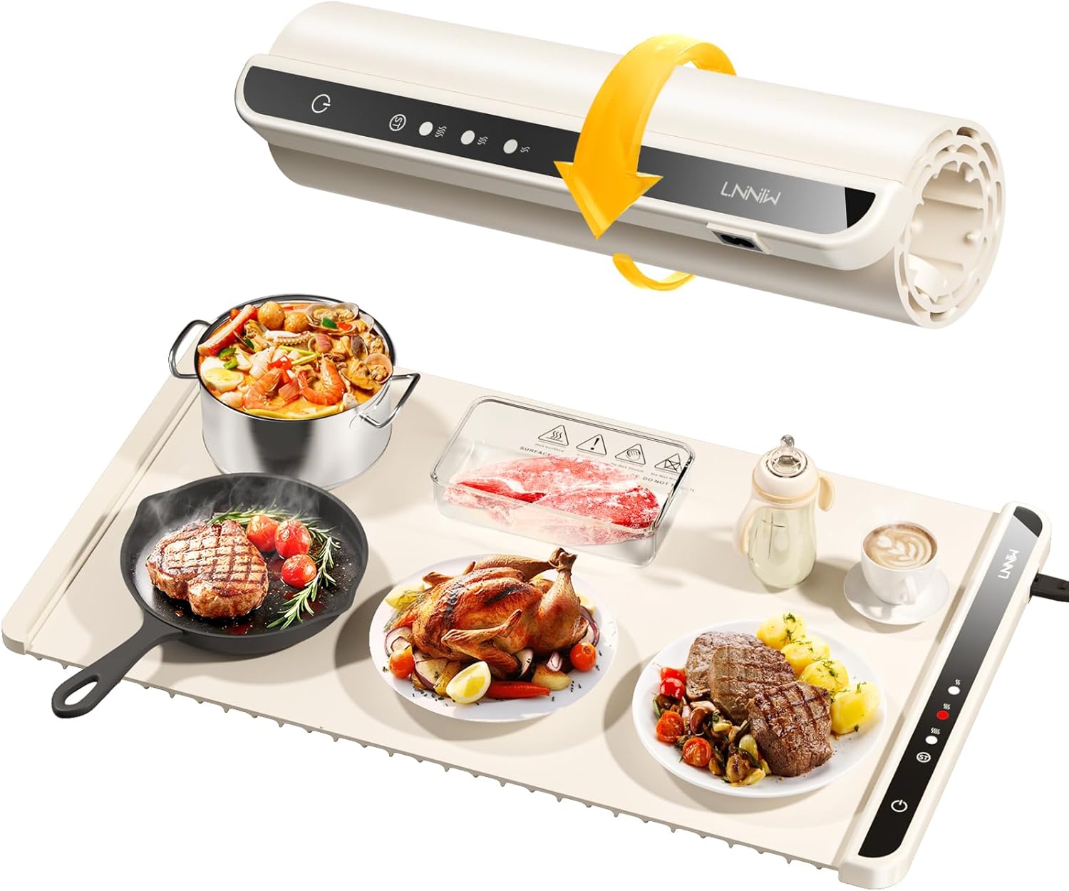 Warming Mat for Food,Food Warming Mat,Electric Warming Tray for Buffets Party and Home Daily Use,Heating Fastly in 10s,Portable Design,Timed Function for Your Family.