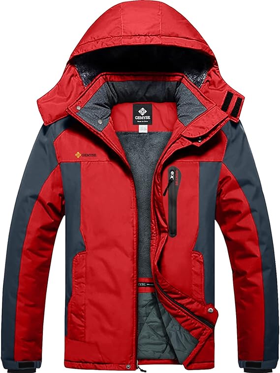 GEMYSE Men's Ski Snow Jacket Warm Winter Waterproof Coat Snowboard Rain Jacket Hooded Windproof Windbreaker