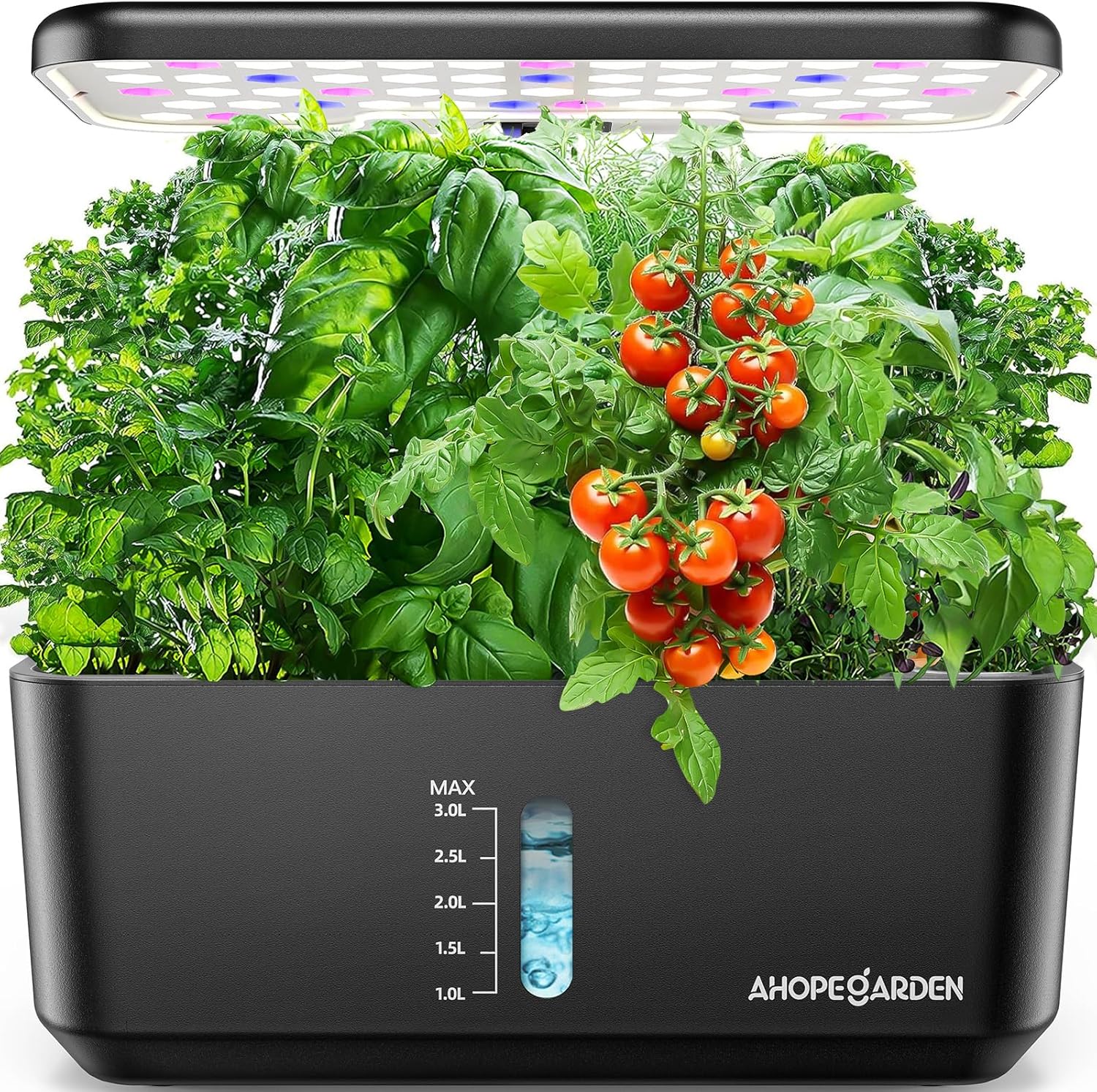 Indoor Garden Hydroponics Growing System: 10 Pods Plant Germination Kit Aeroponic Vegetable Growth Lamp Countertop with LED Grow Light - Hydrophonic Planter Grower Harvest Veggie Lettuce, Black