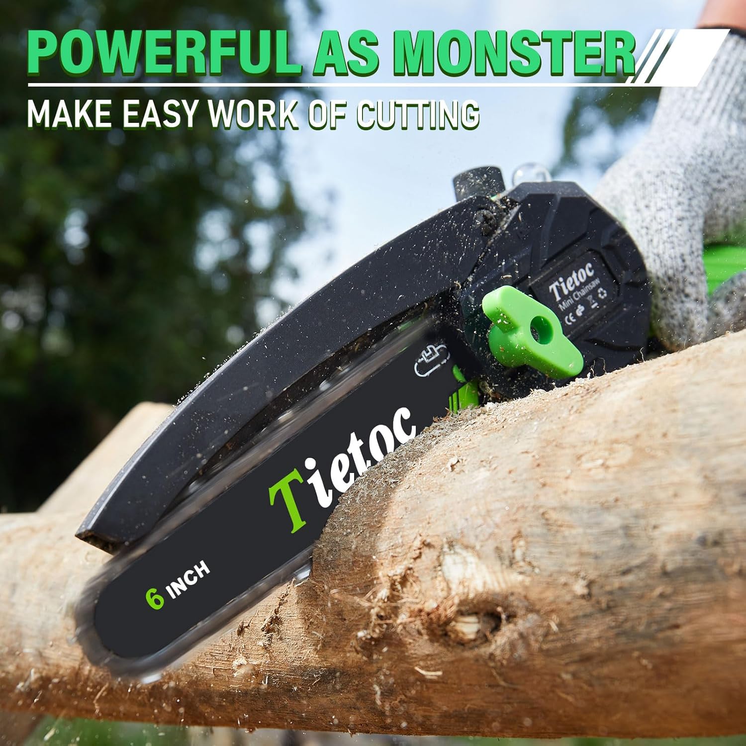 Tietoc Chainsaw 6 Inch Mini Electric Chainsaw Cordless Battery Powered, Hand Held Saw for Wood/Trees Trimming, Sawzall for Household and Garden, Stocking Stuffers Gift for Men Dad Husband Gadget 2024 