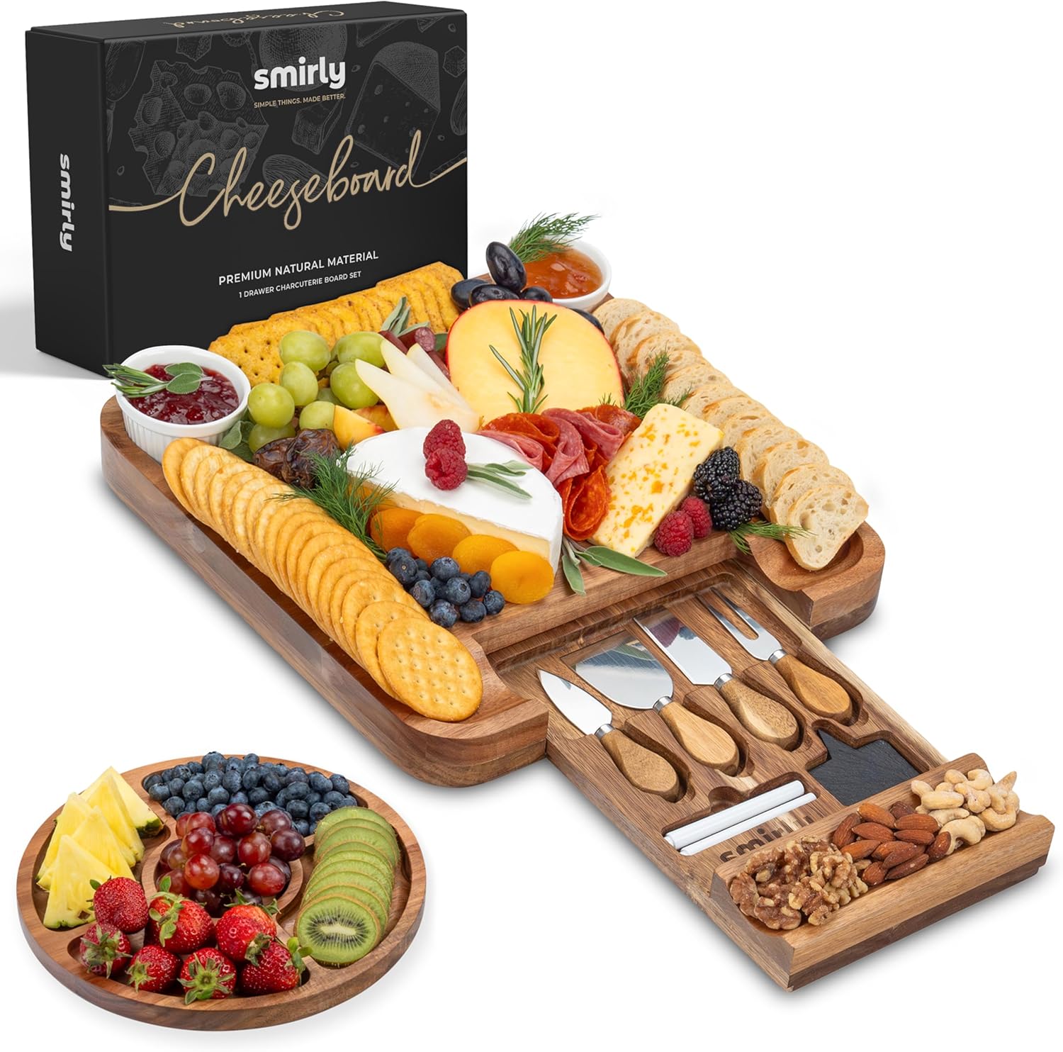 SMIRLY Charcuterie Boards Gift Set: Charcuterie Board Set, Acacia Cheese Board Set - House Warming Gifts New Home, Wedding Gifts for Couple, Bridal Shower Gift