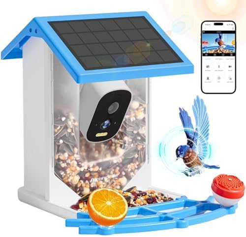 Smart Bird Feeder with Camera,4K HD AI Identify Camera, Bird House with Cam, Solar Bird Feeder Auto Capture Bird & Real-time Notifications, Bird Lover Watching Birds